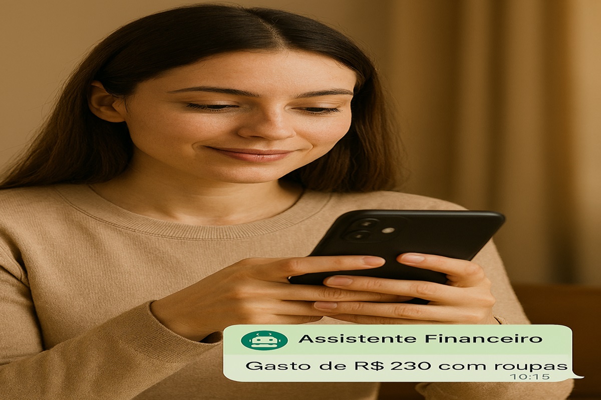 Saiba como economizar tempo e dinheiro com Assistente Financeiro 31 Mulher consultando notificação de gasto financeiro em aplicativo no celular